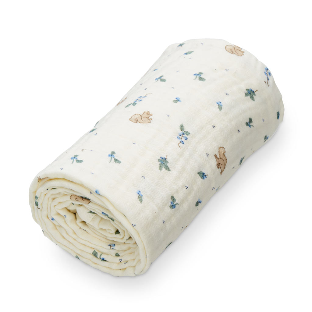 Muslin Babytæppe - GOTS - Blueberries