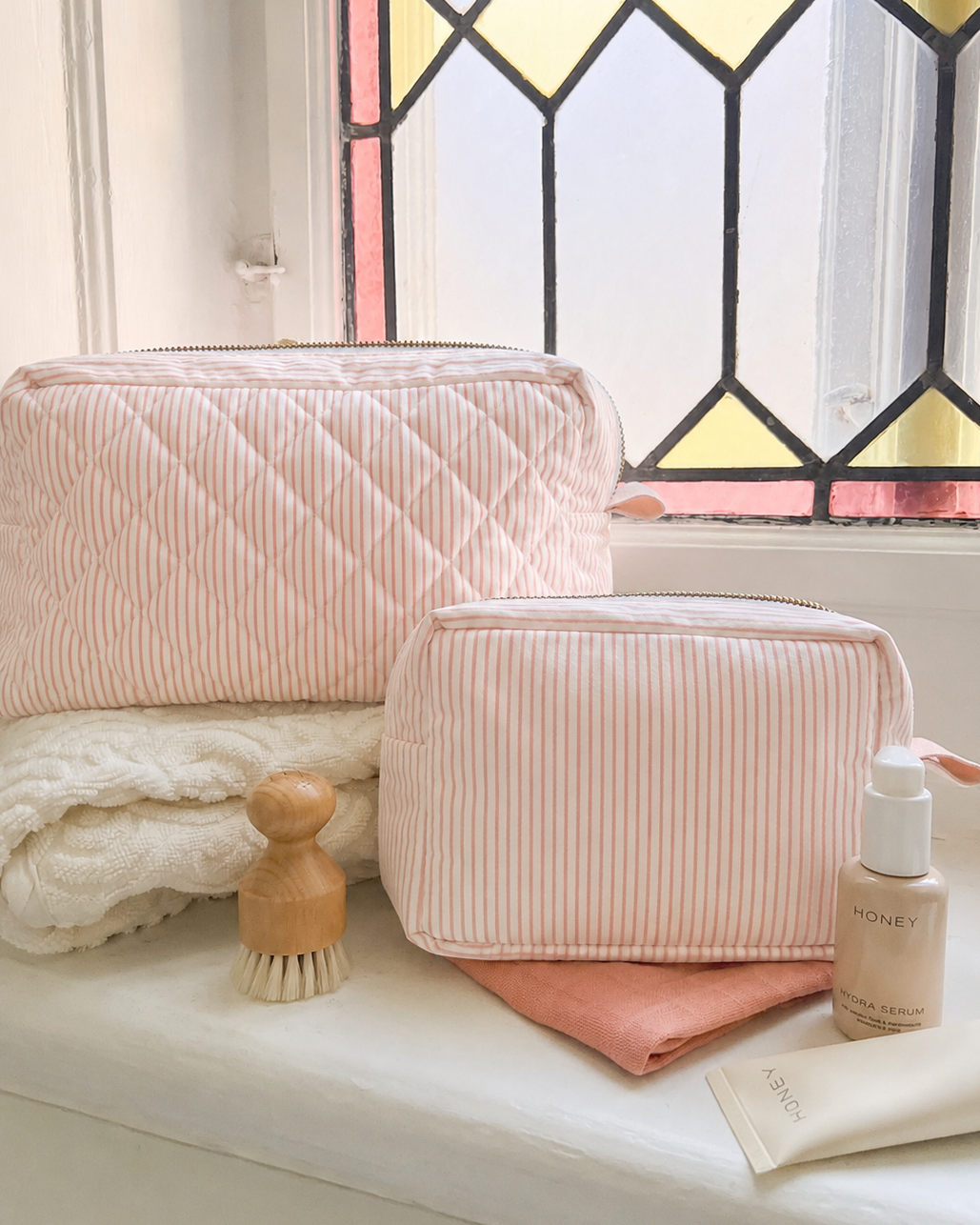 Makeup Taske - OCS - Classic Stripes Rose