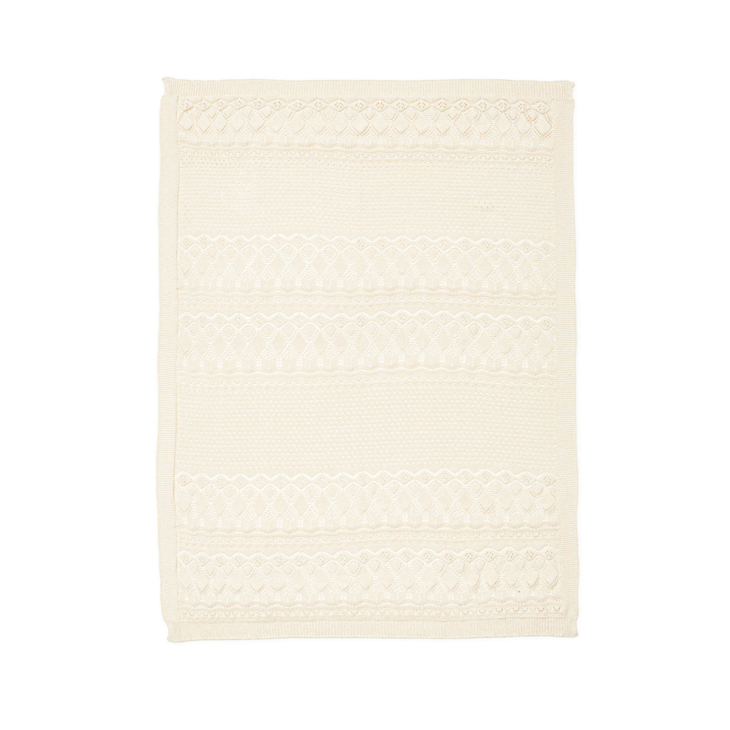 Pointelle Baby Striktæppe - GOTS - Off White 