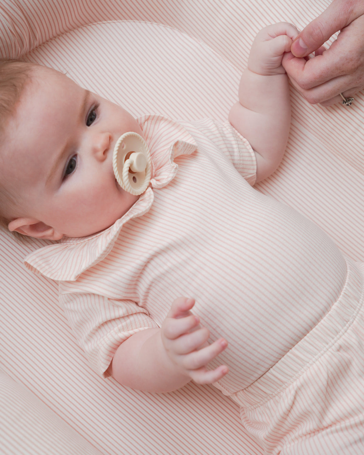 Kortærmet Body Olivia, 56 cm - GOTS - Classic Stripes Rose 